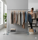 Stender Appendiabiti Estensibile 150/220x55x155 cm in Acciaio Cromato con Ruote