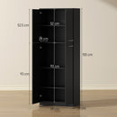 Mobile Contenitore Minimal 59x31x155 cm con 2 Armadietti e Mensole Regolabili in Legno Nero      