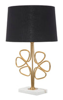 Lampada da Tavolo Glam Roudy Ø39x65 cm in Ferro Plastica e Poliestere Nero e Oro