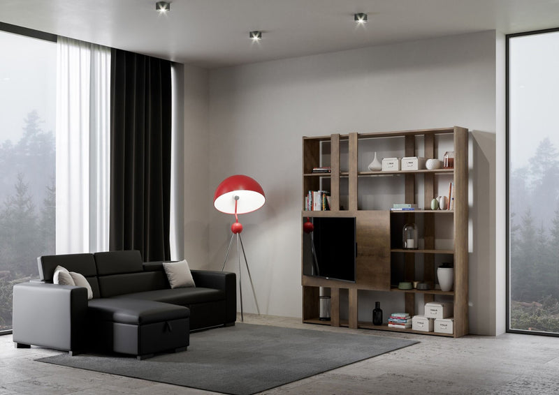 Libreria Moderna 5 Ripiani con Pannello per TV 178x36x204 cm in nobilitato Marrone