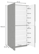 Scarpiera 4 Ante Battenti 81,2x39,2x167,6 cm Ping Ardesia