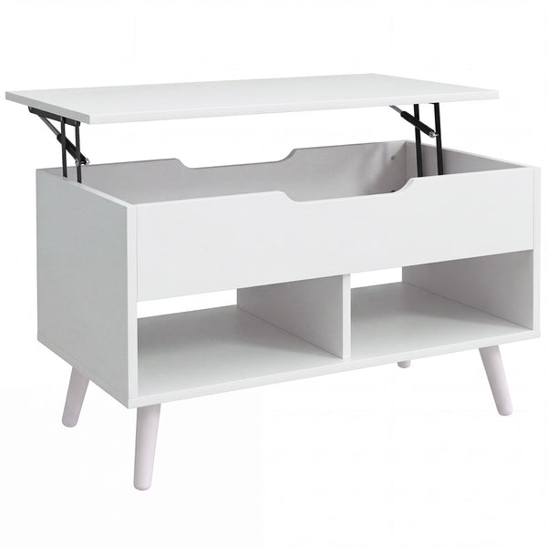 online Tavolino da Caffè 75x40x58 cm con Piano Sollevabile e Spazio Nascosto Bianco Punzonato