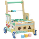 Girello per Bambini 1-3 Anni 41x31,5x47 cm Carrello Primi Passi con Vano Portaoggetti in Legno Multistrato Verde      