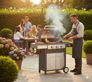 Barbecue a Gas GPL 3 Fuochi + 1 Fornello Laterale Ompagrill Indianapolis 4/B in Acciaio Inox