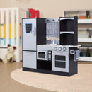Cucina Giocattolo per Bambini con Frigo e Microonde  Nera e Grigia