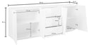 Credenza 4 Ante + 3 Cassetti 220x43x86 cm Vega Bianco Lucido