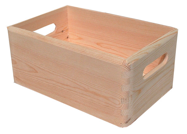 acquista Contenitore Box Salvaspazio Sovrapponibile 30x20x14 cm in Legno di Pino Naturale