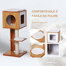 Albero Tiragraffi per Gatti 3 Livelli 50x40x91 cm in Legno e Sisal 