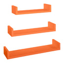 Set 3 Mensole da Parete 60-50-40x15,5x8 cm in Fibra di Legno Calamita Arancio Seconda Scelta