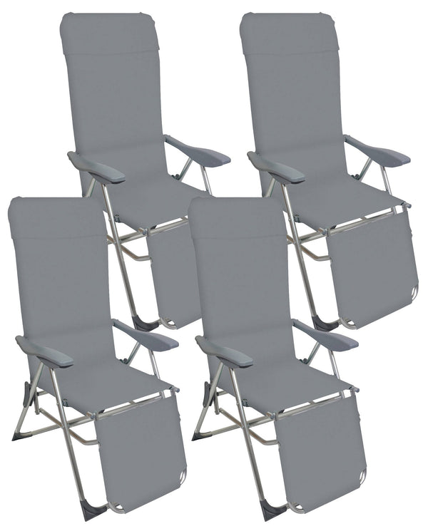 Set 4 Sedie a Sdraio Reclinabili Pieghevoli 59x76x109 cm con Poggiapiedi in Alluminio e Textilene G prezzo