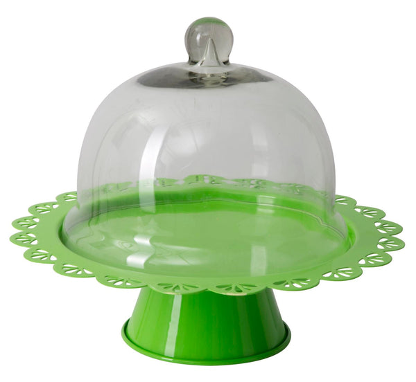 Porta Dolci Fan Verde Ø27,5x22,5 cm in Ferro e Vetro Verde online