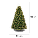 Albero di Natale Artificiale Realistico Folto 180 cm 450 Rami Verde Punte Oro