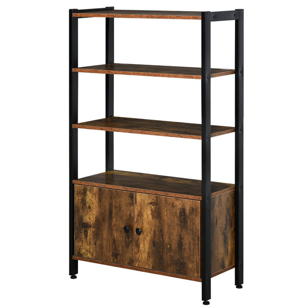 sconto Libreria Moderna 3 Ripiani e Armadietto 70x30x120 cm in Metallo e Legno Truciolare Marrone