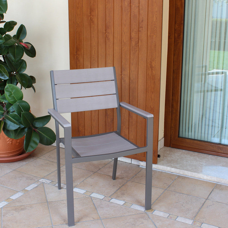 Poltrona Cervia Impilabile 58x58x89 h cm in Alluminio Taupe