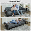 Divano Letto Clic Clac 200x77x72 cm con Schienale Regolabile in Tessuto Effetto Lino Grigio   