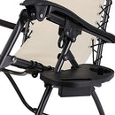 Sedia Poltrona Giardino Zero Gravity Pieghevole Acciaio Oxford con Vassoio Beige