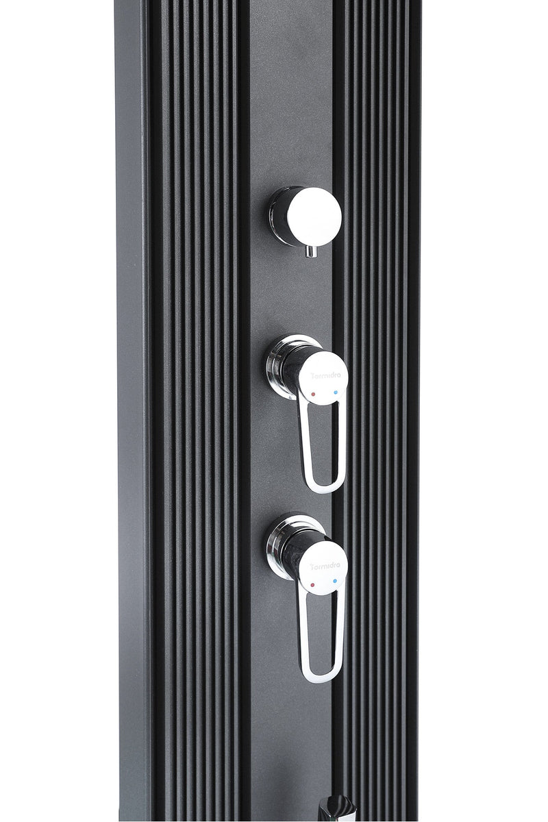 Doccia Solare Ibrida da Giardino 40L Miscelatore e Doccetta Lavapiedi Antracite