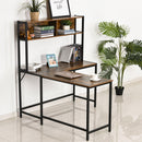 Scrivania da Ufficio ad Angolo Porta PC in Legno e Metallo 140x125x149 cm  Marrone Scuro