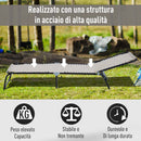 Lettino Prendisole Pieghevole da Giardino 197x58x26 cm in Acciaio e Tessuto Crema e Nero