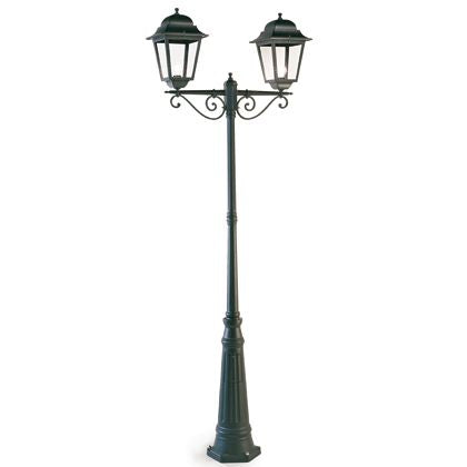 Lampada Palo Alto Due Luci per Giardino Colore Nero per Esterno Linea Maxi Quadrata Livos