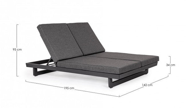 Lettino Prendisole da Giardino Matrimoniale 142x195x95h cm con Cuscini Infinity Antracite online