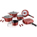 Batteria di Pentole 15 Pezzi in Pietra Lavica Professionale Antiaderente Bergogna