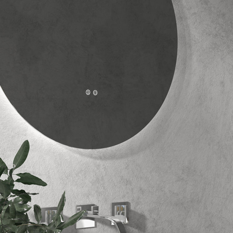 Specchio Bagno Ø60 cm con Luci LED Regolabili Interruttori Touch e Design Antiappannamento      