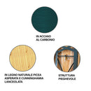 Tavolo Birreria con 2 Panche 200x70x76 cm Pieghevole in Legno e Acciaio Verde      