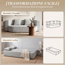 Divano Letto 2 Posti 2 in 1 190x80x60 cm con 2 Cuscini Sfoderabili Braccioli e Seduta Imbottita in Ciniglia Grigio Chiaro      