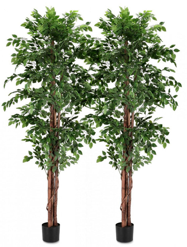 Set 2 Piante Artificiali con Vaso Ø 90x210 cm Ficus in Plastica sconto