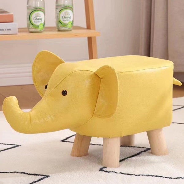 Sgabello Poggiapiedi Basso per Bambini a Forma di Elefante Pouf Senape sconto