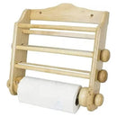 Porta Rotoli Cucina Da Parete Legno Chiaro 3 Posti Intaglio Cuore + Rotolo Carta