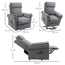 Poltrona Alzapersona Elettrica Massaggiante 86x95x106 cm in Tessuto Grigio