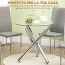 Tavolino Ø80x74 cm con Piano in vetro Gambe in Acciaio