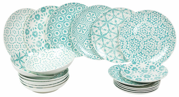 sconto Servizio Piatti 18 Pezzi in Porcellana Villa d'Este Home Tivoli Bodrum Light Azzurri