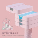 Set 2 Manubri Pesi Quadrati e Antiscivolo da 5 kg con Piastre Rimovibili in Acciaio e ABS Rosa      