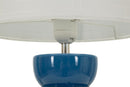 Lampada da Tavolo Torr Blu Ø25x46 cm in Ceramica e Ferro e Tessuto Blu e Bianco      