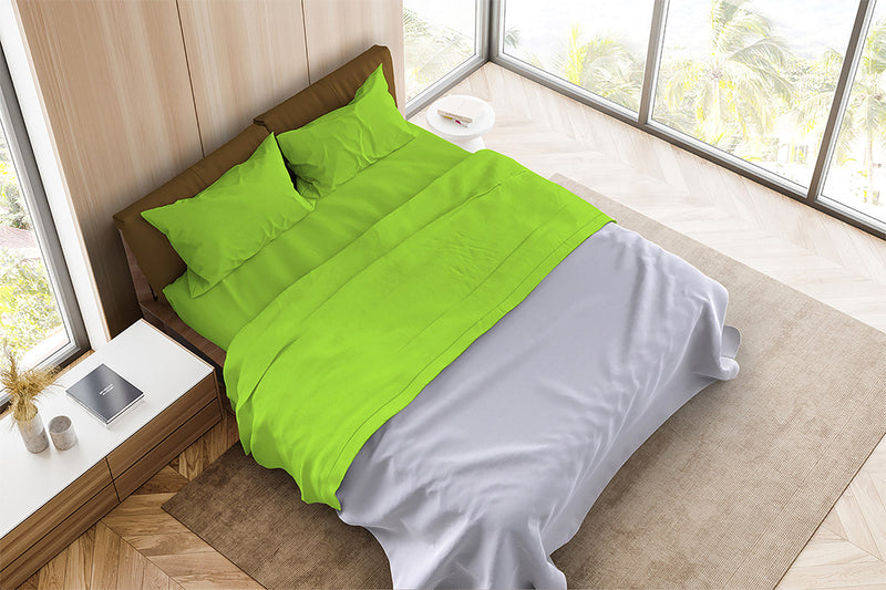 Set Lenzuola Matrimoniale Sopra Sotto e Federe Tinta Unita Verde Mela