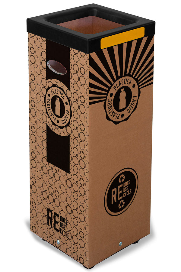 Pattumiera Per Raccolta Rifiuti 38x38xh80 cm in Cartone Con Stampa Grafica Plastica Beige acquista