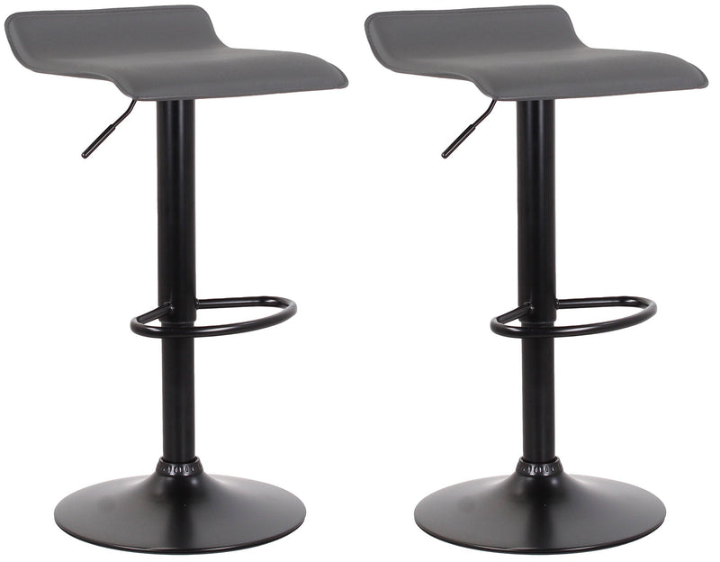 Set 2 Sgabelli 38x40x54/74 cm in Ecopelle con Base Nera Grigio