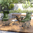 Set 2 Sedie da Campeggio 82x50-100x88 cm Pieghevoli con Poggiapiedi e Portabicchieri in Tessuto Oxford Verde      