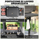Barbecue a Carbone 112x65x115 cm Griglia Smoker con Ruote in Metallo e Acciaio Nero      
