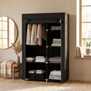 Armadio in Tessuto Portatile 103x43x162,5 cm Appendiabiti e 6 Ripiani Nero