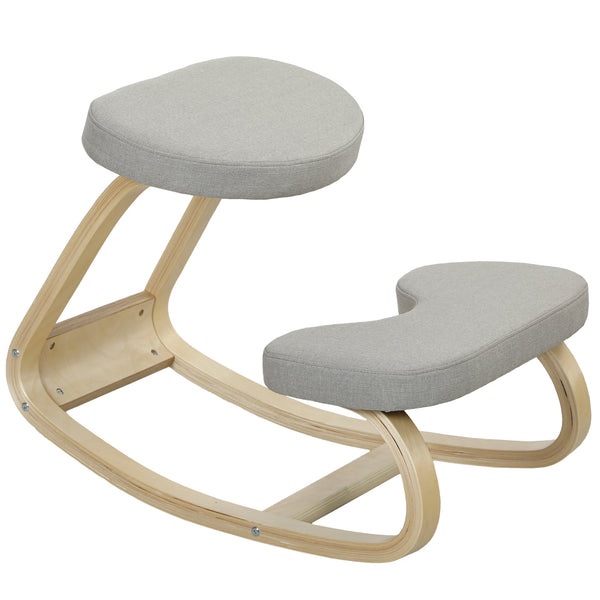 Sedia Ergonomica con Inginocchiatoio 50x73x55 cm Movimento a Dondolo in Legno di Betulla Grigio acquista