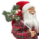 Babbo Natale Pigiama Rosso Scozzese H90 cm con Mini Lucciole e Suoni