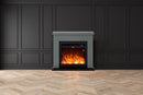 Camino Elettrico da Pavimento 99x88,3x25 cm Effetto Fiamma 1500W Sined Asciano Grigio Scuro