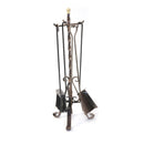 Set Camino 4 Pezzi in Ferro Battuto Pomello in Ottone con Supporto