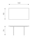 Tavolo Fisso 160x90x76 cm Gambe in Vetro con Top in Rovere Naturale