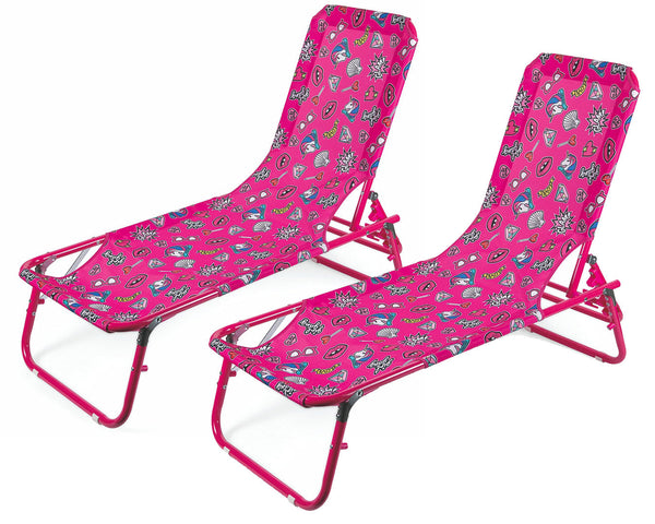 sconto Set 2 Lettini Prendisole da Giardino per Bambini in Acciaio Soriani Oxford Glamour