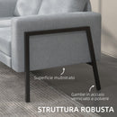Divano 2 Posti 138x70x83,5 cm in Tessuto Effetto Lino Grigio